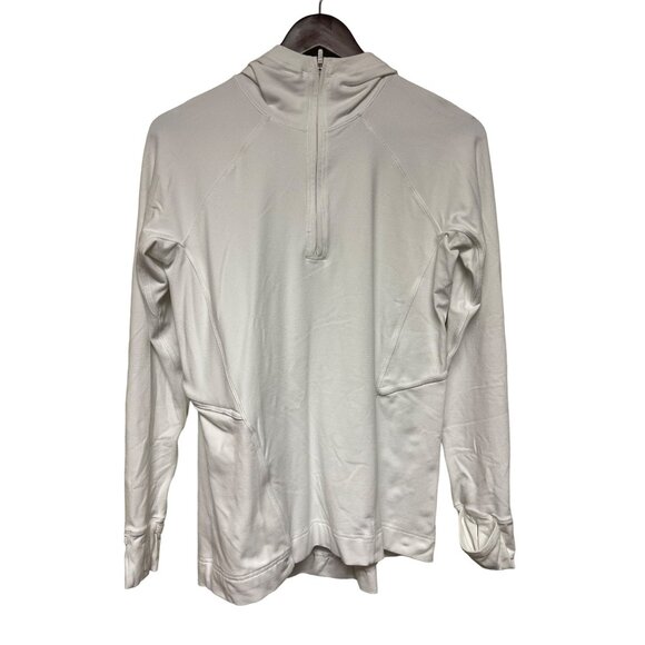 Lululemon Women's Warm Stabilizer Hoodie 1/2 Zip White Hooded Size 6 Athletic - Picture 1 of 8
